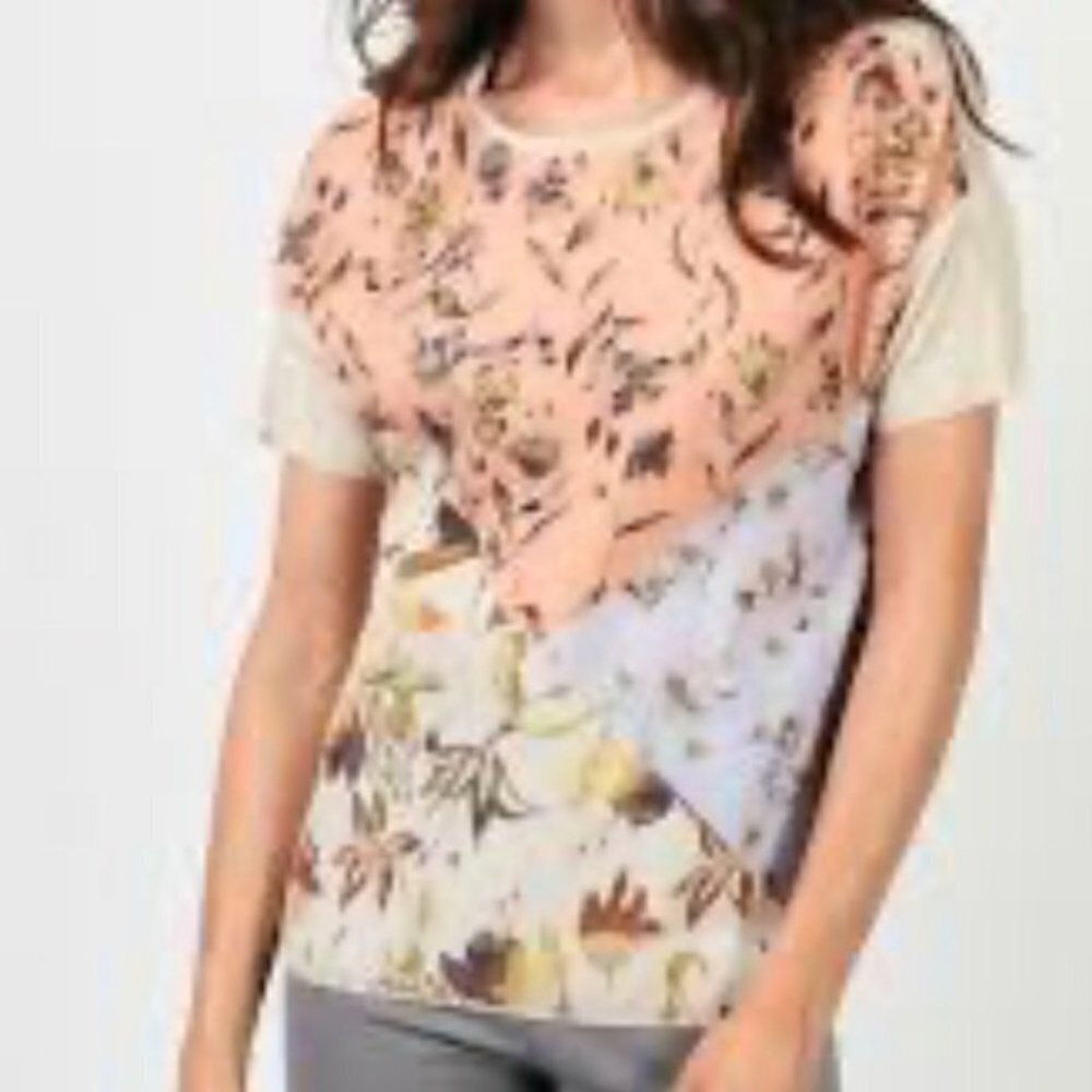 ZARA Floral Patchwork Top